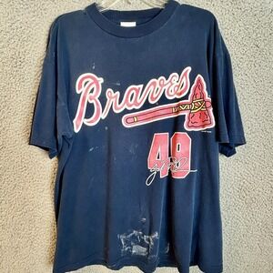 VTG Atlanta Braves John Rocker Jersey T Shirt Size Large Year 2000 Dynasty Tag